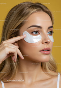 Young Woman Applying Eye Patches for Skincare Routine