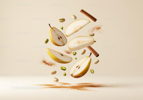 Fresh Pear Slices with Cinnamon and Pistachios