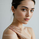 Close-Up of Elegant Woman with Green Eyes and Nude Makeup
