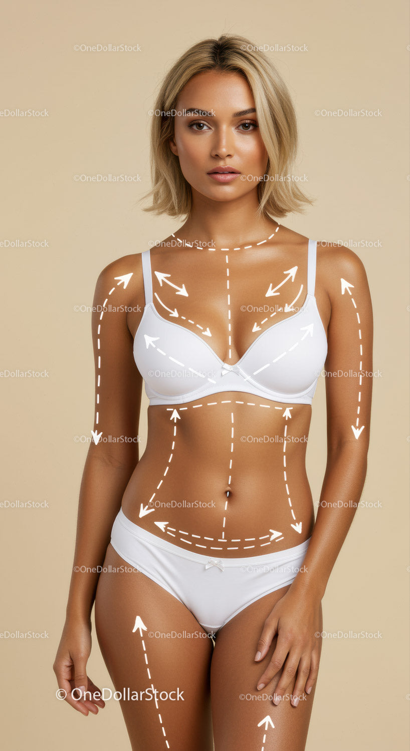 Elegant Woman in White Lingerie with Body Confidence Pose