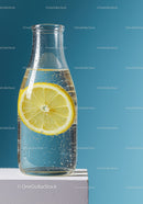 Refreshing Lemon Infused Water in Clear Glass Bottle