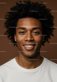 Portrait of a Happy African American Woman with Curly Hair