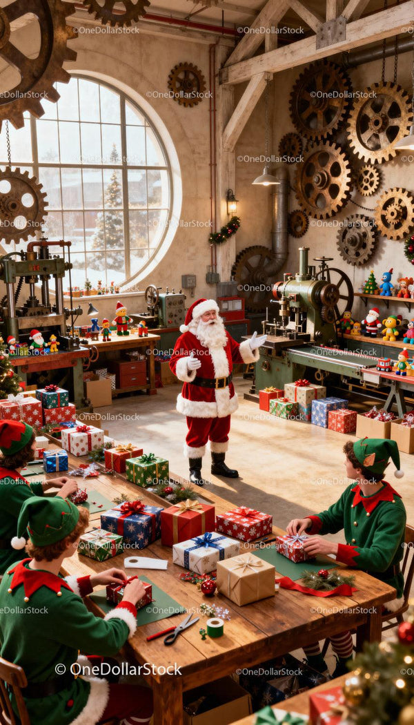 Santa Claus Inspires Elves in Festive Gift Workshop