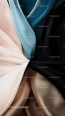 Close-up of Colorful Silk and Glittery Fabric Textures
