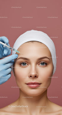 Young Woman Receiving Botox Injection for Facial Rejuvenation