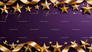Golden Stars and Ribbon Frame on Purple Background