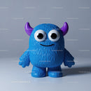 Colorful Blue Monster Plush Toy with Big Eyes and Horns