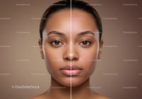 Close-up Portrait of Young Woman with Clear Skin and Natural Makeup