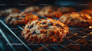 Freshly Baked Chocolate Chip Cookies on Cooling Rack