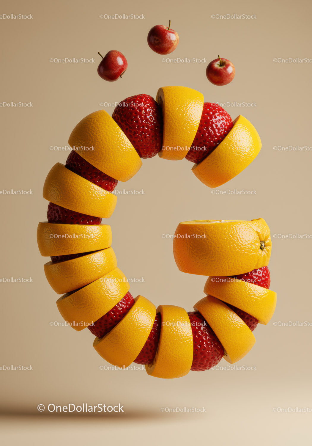 Creative Citrus and Strawberry Fruit Ring with Apples
