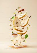 Fresh Pear Slices with Pistachios and Cinnamon Sticks