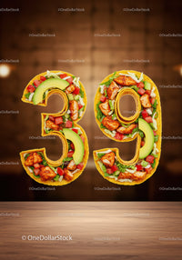 Number 39 Made of Fresh Mexican Taco Ingredients