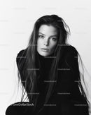 Stylish Black and White Female Portrait with Elegant Expression