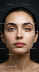 Close-up of a Young Woman with Clear Skin and Natural Makeup