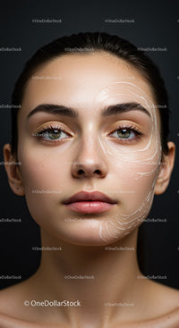 Close-up of a Young Woman with Clear Skin and Natural Makeup