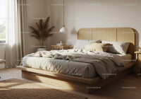 Cozy bedroom with natural light and earthy tones