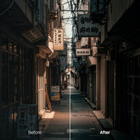 Before and after Street Reportage Lightroom preset edit