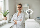 Female Doctor Smiling in Modern Medical Clinic with Professional Attire