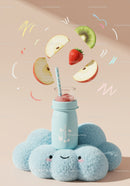 Refreshing fruit smoothie with apple and strawberry slices