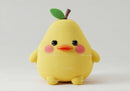 Yellow Plush Duck Toy with Green Leaf and Orange Beak