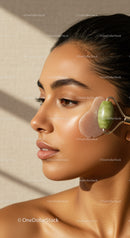 Close-up of Woman Receiving Facial Massage with Jade Roller for Radiant Skin