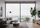 Bright Modern Living Room with Floor-to-Ceiling Windows and City View