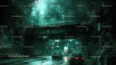 Rainy Night in the City with Wet Roads and Illuminated Traffic