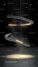 Futuristic Abstract Digital Art with Glowing Rings and Effects