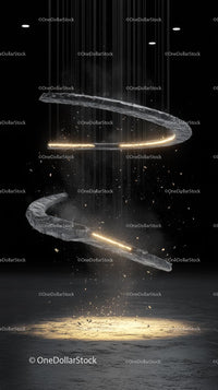 Futuristic Abstract Digital Art with Glowing Rings and Effects