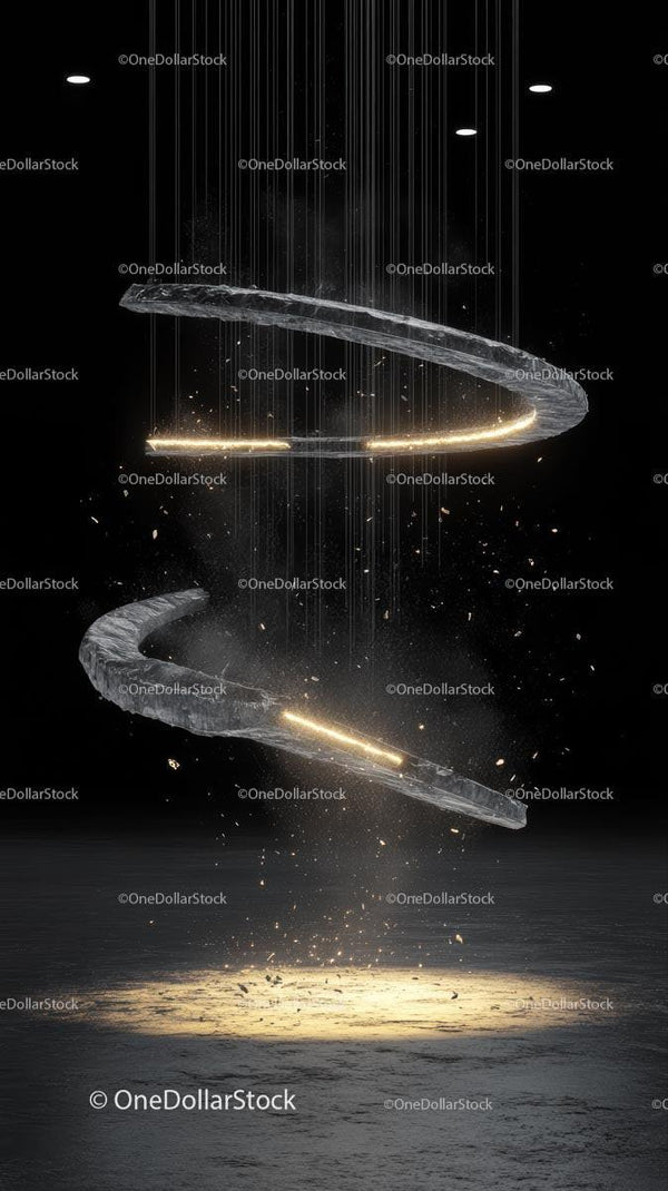 Futuristic Abstract Digital Art with Glowing Rings and Effects