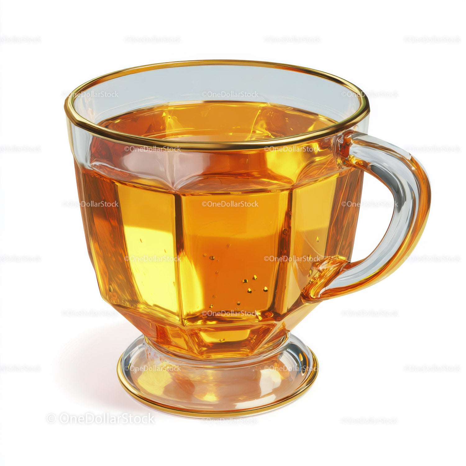 Elegant Clear Glass Tea Cup with Amber Liquid for Refreshing Drinks