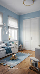Bright Children's Bedroom with Cozy Nursery Decor and Wooden Flooring
