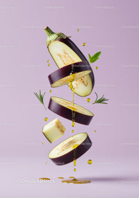 Floating Sliced Eggplant with Olive Oil and Herbs