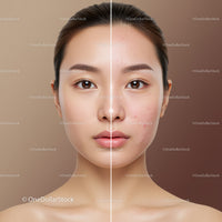 Close-Up of a Young Woman with Clear Skin and Acne Breakouts