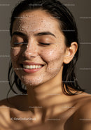 Young Woman Smiling with Glowing Skin and Natural Beauty