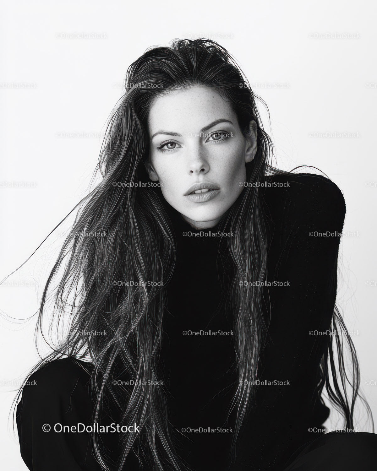 Elegant Black and White Portrait of a Fashionable Woman