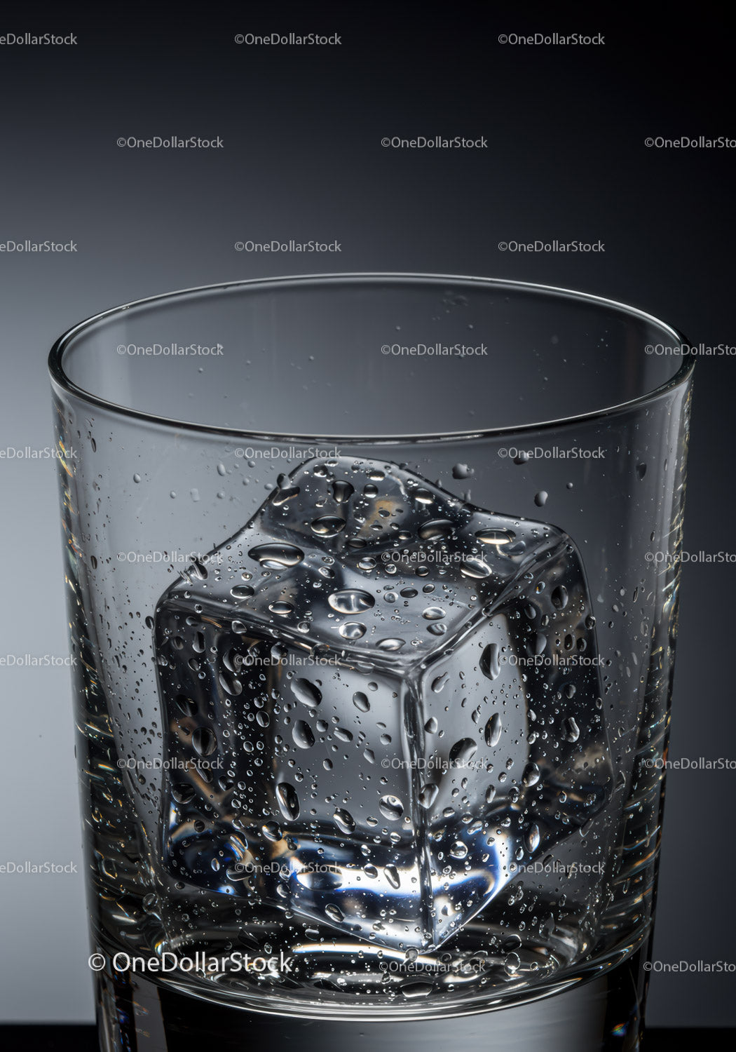 Close up of iced glass with condensation droplets