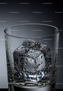 Close up of iced glass with condensation droplets