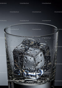 Close up of iced glass with condensation droplets