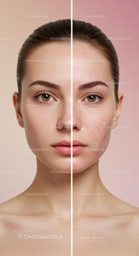 Side-by-Side Comparison of Clear Skin and Acne Prone Skin