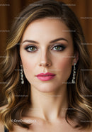 Close-up Portrait of a Beautiful Woman with Green Eyes and Pink Lips