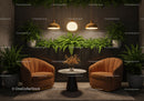 Cozy lounge corner with plants and warm lighting