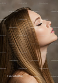 Profile of Woman with Smooth Hair and Closed Eyes
