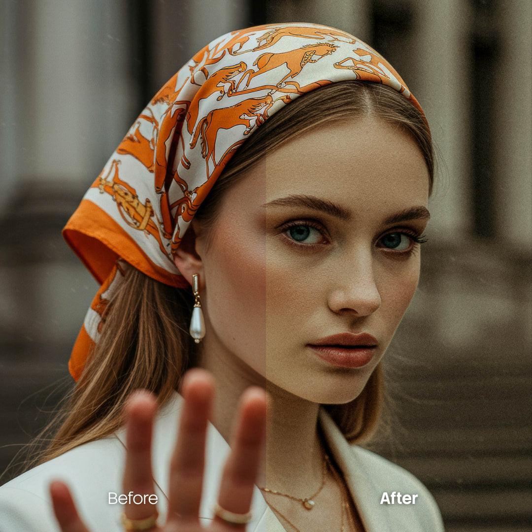 Before and after Vintage Lightroom preset edit