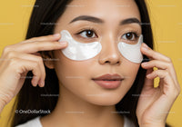 Young Woman Applying Under Eye Patches for Brightening Skincare