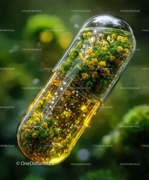 Transparent Capsule Filled With Yellow Flowers