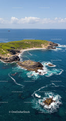 Beautiful Coastal Landscape with Rocky Cliffs and Lush Greenery