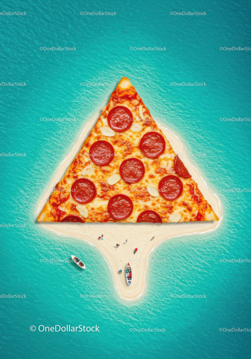 Pizza Slice Shaped Island Surrounded by Turquoise Water