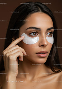 Young Woman Applying Under-Eye Patch for Skincare Routine