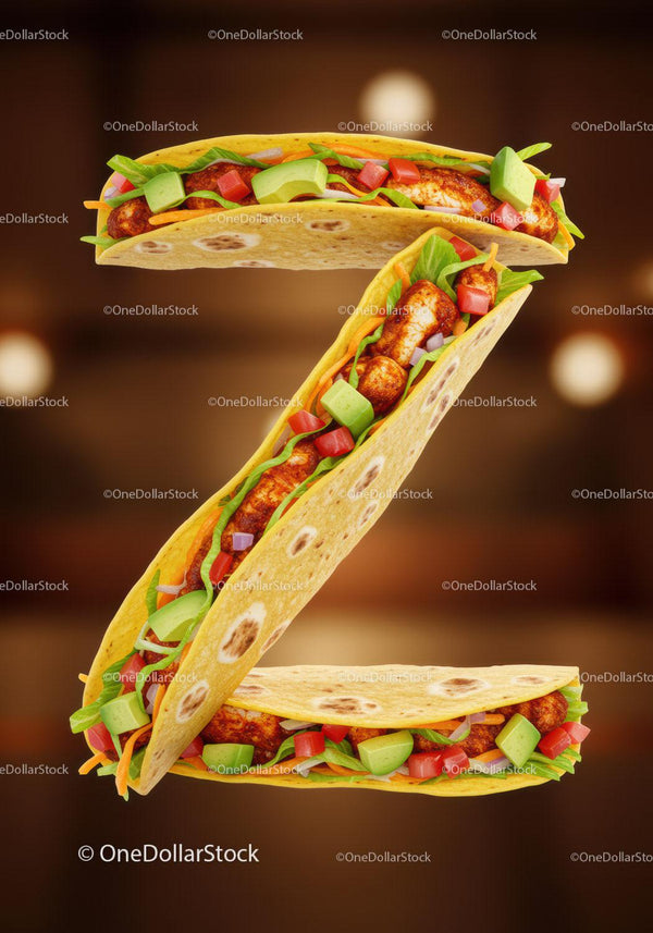 Smaczne tacos ułożone w kreatywny kształt litery Z